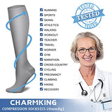 CHARMKING Compression Socks for Women & Men (8 Pairs) 15-20 mmHg Graduated Copper Support Socks are Best for Pregnant, Nurses - Boost Performance, Circulation, Knee High & Wide Calf (L/XL, Multi 43)