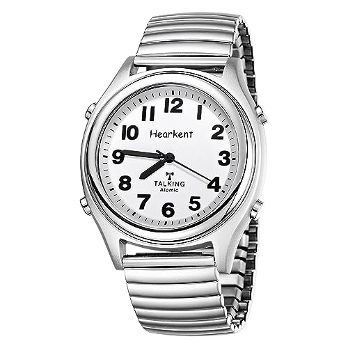 Hearkent Atomic Talking Watch for Blind and Visually impaired Stainless Steel Strech Band Best Gift for Elderly or Blind People