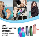 EYQ 32 oz Water Bottle with Time Marker, Carry Strap, Leak-Proof Tritan BPA-Free, Ensure You Drink Enough Water for Fitness, Gym, Camping, Outdoor Sports (Light Purple)