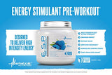 Metabolic Nutrition - ESP - Stimulating Pre Workout, Pre Intra Workout Supplement, Energy and Endurance Stimulating, Natural & Safe, High Energy, Mental Focus, Green Apple, 300 Grams (90 Servings)