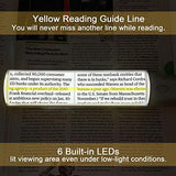 MAGDEPO 4X Lighted Handheld/Hand-Free Bar Magnifier 6 Bright LEDs with Yellow Tracker Line + 2X Stick Bar Magnifier Ideal for Reading Small Prints, Map, Newspaper, Magazine, Low Vision