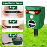 Ultrasonic Solar Animal Repeller - YARDefense Outdoor Cat Repellent Motion Activated with LED Flashing Light Waterproof Squirrel Raccoon Skunk Fox Deer Repellent Device for Lawn and Garden