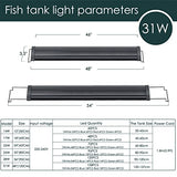 AQQA Aquarium Light,Full Spectrum LED Fish Tank Lights,12"-54" Adjustable Multi-Color White Blue Red Green LEDs with Extendable Brackets,14W-31W for Freshwater Plants 31W(48"-54")