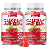 Calcium Magnesium Zinc with Vitamin D3 Gummies, Sugar Free Calcium Supplements for women men, High Absorption Zinc Gummies for Bone & Muscle & Immune Health, Vegan Raspberry Flavor - 120 Count