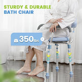 OasisSpace Padded Shower Chair with Back, Tool-Free Bath Chair for Inside Shower - Anti Slip Bathroom Chair Seat for Seniors with Detachable Armrest for Elderly, Senior, Handicap & Disabled