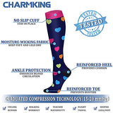 CHARMKING Compression Socks for Women & Men (8 Pairs) 15-20 mmHg Graduated Copper Support Socks are Best for Pregnant, Nurses - Boost Performance, Circulation, Knee High & Wide Calf (L/XL, Multi 06)