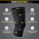 CAMBIVO 2 Pack Knee Brace, Knee Compression Sleeve for Men and Women, Knee Support for Running, Workout, Gym, Hiking, Sports (Black,Large)