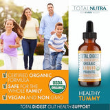 Total Nutra Liquid Probiotic for Women Men & Kids – USDA Organic Acidophilus Probiotic Liquid & Alfalfa Blend – Vegan Probiotic for Gut Health – Dairy, Gluten, Sugar Free & Non-GMO Oral Probiotics