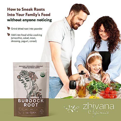 Zhivana Organics Burdock Root Organic Tea – Liver Cleanse Tea Dry Burdock Tea Organic, Burdock Roots Bulk, Everyday Liver Detox Tea Organic, Diuretic Tea for Water Retention