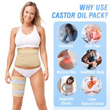 Beofinest Castor Oil Pack Wrap,6 Pack Organic Castor Oil Packs for Liver Detox, Castor Oil Compress Wrap Reusable for Waist, Neck, Leg or Arm, Thyroid, Constipation, Fibroids, Inflammation