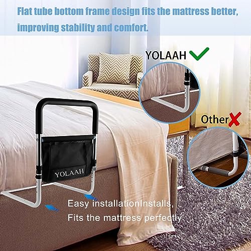 YOLAAH 40cm Wide Bed Assist Rails for Elderly Adults Safety - Bed Side Rail Fall Prevention Guard for Seniors Height Adjustable Fits Medical Bed,Queen,Twin,King,Full Bed