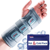 FEATOL Carpal Tunnel Wrist Brace | Night Sleep Support Brace, Removable Metal Wrist Splint- Hot/Ice Pack, Left Hand, Medium/Large, Adjustable Hand Brace for Men, Women, Relieve and Treat Wrist Pain