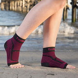 TechWare Pro Ankle Brace Compression Sleeve - Relieves Achilles Tendonitis, Joint Pain. Plantar Fasciitis Foot Sock with Arch Support Reduces Swelling & Heel Spur Pain. (Black/Pink, S/M)