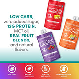 Designer Wellness Protein Smoothie, Real Fruit, 12g Protein, Low Carb, Zero Added Sugar, Gluten-Free, Non-GMO, No Artificial Colors or Flavors, Variety Pack, 12 Count