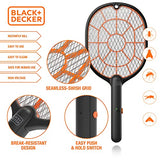 BLACK+DECKER Bug Zapper Fly Swatter Electric for Mosquitoes Indoor Outdoor– Harmless-to-Humans Battery Operated – Handheld Bug Zapper Racket