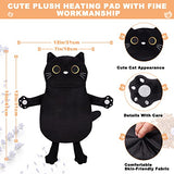 Microwave Heating Pad for Cramps Pain Relief, 16 * 12'' Moist Microwavable Period Menstrual Heating Pads for Cramps, Back, Neck Shoulder and Knee, Cute Stuffed Animal Heating Pad - Black Cat