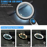 Arsir Rechargeable Magnifying Glass with Light, 30X 4.7IN Handheld Large Lightweight Lighted Magnify Lens 21 LED 3 Modes Illuminated Book Magnifier for Kids,Seniors,Reading,Inspection,Coin,Jewelry