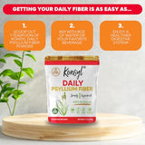 Konsyl Daily Psyllium Fiber, 3 Pack, 360g Gusset Bag, Gluten Free, Non GMO, Keto Friendly, Unflavored, Easy Mixing Fiber