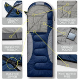 0 Degree Winter Sleeping Bags for Adults Camping -Temp Range (5F – 32F) Portable Waterproof Compression Sack- Cold Weather Sleeping Bags for Big and Tall in Env Hoodie: Hiking Backpacking 4 Season