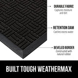 Gorilla Grip 100% Waterproof All-Season WeatherMax Doormat, 23x35, Durable Natural Rubber, Stain and Fade Resistant, Low Profile, Indoor Outdoor Door Mats, Easy Clean Patio Entrance Mat, Midnight Maze