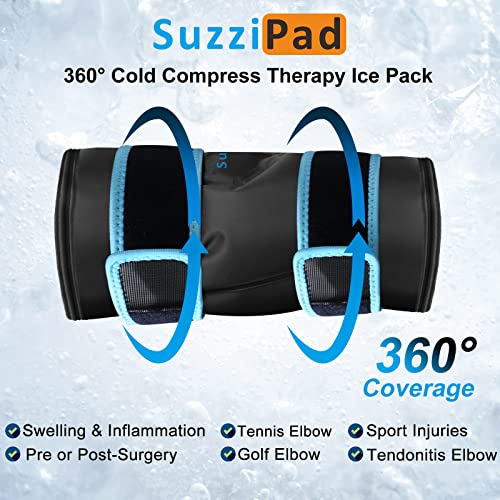 SuzziPad Elbow Ice Pack for Tendonitis and Tennis Elbow, Wearable Ice Elbow Wrap with Cold Compress, Pain Relief for Forearm, Tennis Elbow, Golfers Elbow, Bursitis and Sport Injuries