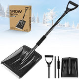 UMUACCAN Snow Shovel, Ergonomic Car Snow Shovels with Aluminum Handle Heavy Duty Snow Removal, Portable and Utility for Cars, Home, Garden, Mud and Snowman, Black, SNS926