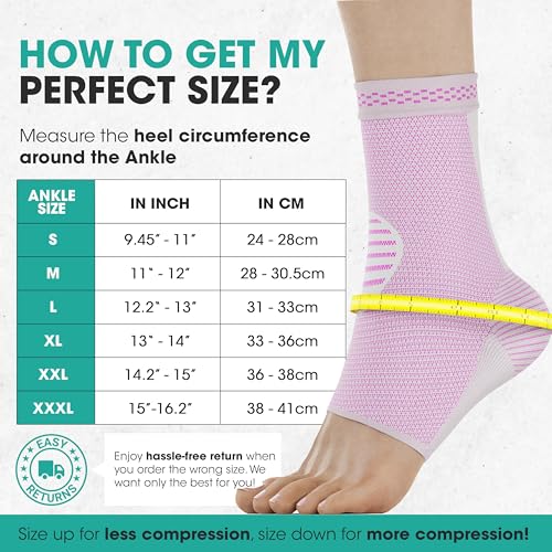 Modvel 2 Pack Ankle Brace Compression Sleeve | Injury Recovery, Joint Pain | FSA or HSA eligible | Achilles Tendon Support, Plantar Fasciitis Foot Socks with Arch Support