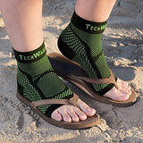 TechWare Pro Ankle Brace Compression Sleeve - Relieves Achilles Tendonitis, Joint Pain. Plantar Fasciitis Foot Sock with Arch Support Reduces Swelling & Heel Spur Pain. (Black/Green, S/M)