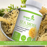 Simple Life Nutrition Organic Irish Sea Moss Capsules 1400MG - Advanced with Burdock Root, Bladderwrack & Black Pepper - Immune System, Gut & Thyroid Cleanser Sea Moss Gel Powder Supplement - 60CT