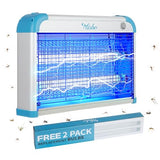 Electric Bug Zapper, 3000 Volt Powerful Flying Insect Mosquito Flies Killer 20W Blue UV Light Attract, Plug-in Pest Control Machine for Moth,Fruit Fly,Fungus Gnat-BlueWhite