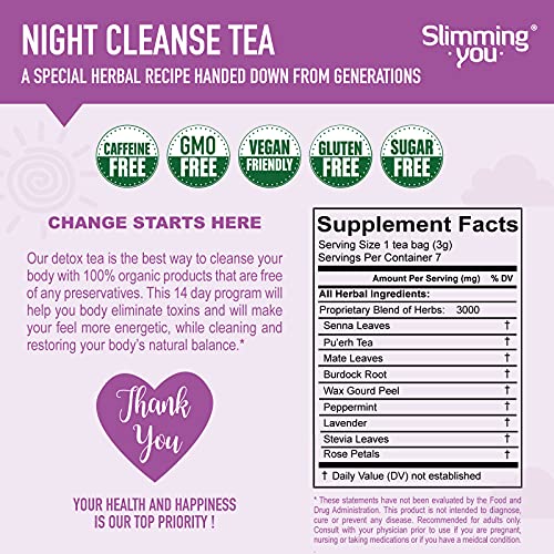 Detox Tea Night Cleanse Tea (2 Pack) - Teatox Herbal Tea for Detox Cleanse, All Natural, Vegan, Non GMO (14 Tea Bags Total)