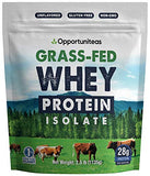 Opportuniteas Grass Fed Whey Protein Powder Isolate - Unflavored - 28g Protein - Low Carb Keto & Paleo Diet Friendly - for Shakes, Smoothies, Drinks & Cooking - Non GMO & Gluten Free - 2.5 Pounds
