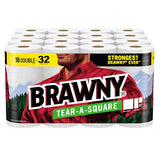 Brawny® Tear-A-Square® Paper Towels, 16 Double Rolls = 32 Regular Rolls