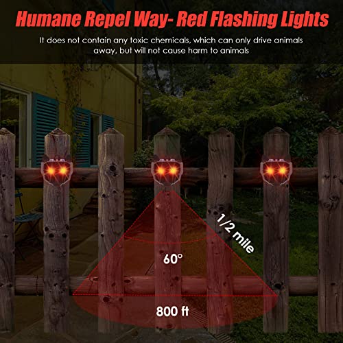 4 Pack Solar Powered Animal Repellent, Nighttime Animal Deterrent Repellent with Red LED Lights Waterproof Wild Animal Predator Deterrent Repel Coyote, Raccoon, Fox, Skunk from Yard Farm Animal Model