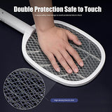 Lulu Home 2-in-1 Electric Bug Zapper Racket, 2 Pack 3000V High Voltage LED Lighted Handheld Mosquito Swatter with 3 Layer Safety Mesh, USB Charging Portable Fly Killer Racquet