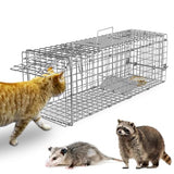 KOCASO Live Animal Trap Cage, Foldable Heavy Duty Humane Rat Trap for Indoor and Outdoor, Large Metal Mouse Trap for Squirrel Gopher Chipmunk Mice Raccoon, Easy to Catch and Release 23"x7"x8"