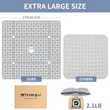 OTHWAY Square Shower Mat, 27"x 27"Extra Large Shower Mat Non Slip, Machine Washable Shower Stall Mat with Suction Cups Drain Holes, TPE Non Skid Shower Mat for Elderly Kids Bathroom(L-Grey)