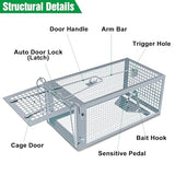 2 Packs Humane Rat Trap, Mouse Traps Indoor, Small Rodent Animal-Chipmunk, Squirrel and Other Live Animal Cage Catch and Release