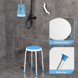SOUHEILO Adjustable Shower Chair for Inside Shower, HSA/FSA Eligible Round Shower Stool for Inside Bathtub with Assist Grab Bar/Toiletry Bag, Tool-Free Shower Seat for Elderly/Senior/Disabled/Pregnant