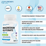 Magnesium Glycinate 500mg [High Potency] 120 Veggie Caps, Chelated for Superior Absorption, Non-GMO, NO Gluten and Dairy, Supports Muscle, Joint, and Heart Health