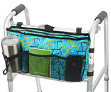 Update Walker Bag Hand Free Storage Bag Walker Attachment Handicap Basket Pouch for Rollator, Wheelchair, Folding Walkers (Plaid Blue)
