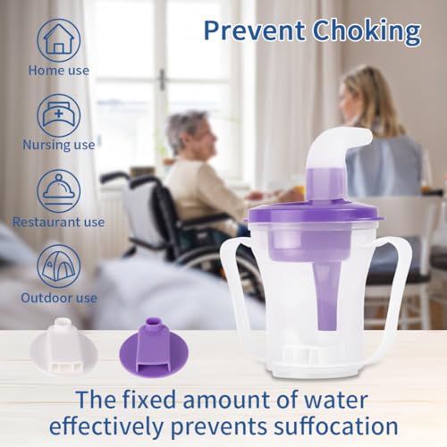 Ehucon Dysphagia Regulating Drinking Cup for Swallowing and Disorders People,Dispenses 5cc or 10cc of Liquid Each Time,No Thickener is Used.Helps to Prevent Choking When A Person Suffers Dysphagia