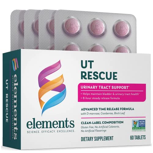 Elements UT Rescue, 60 Tablets (30 Day Supply), Urinary Tract Support Supplement, Bladder and Urinary Tract Health Support and Cleanse, Gluten Free, Non-GMO Certified