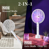 TMACTIME 2 in 1 Electric Fly Swatter(2 Pack) Bug Zapper Racket with USB Rechargeable Base, 4000V High Grid with 3-Layer Safety Mesh for Bedroom, Kitchen, Garden and Outdoor
