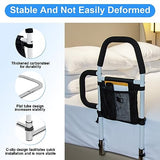 WHOMEC Bed Rails for Elderly Adults Safety - Bed Assist Rail with Double Grab Bars & Fall Prevention Guard & Storage Pocket fits King, Queen, Full, Twin, Support Up to 300lbs, Height 25.6''