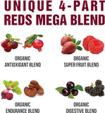 Organic Reds Superfood Powder. Best Tasting Organic Red Juice Super Food with 25+ All Natural Ingredients and Polyphenols. Vital for Max Energy and Detox. Raspberry, Elderberry, Beetroot