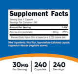 Nutricost Zinc Picolinate 30mg, 240 Capsules - Gluten Free and Non-GMO