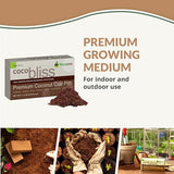 Coco Bliss Coco Coir - Compressed Coco Coir Bricks with Low EC and pH Balance - High Expansion Coco Fiber for Herbs, Flowers, Planting - OMRI Listed Renewable Coconut Soil (650 Grams, 6 Bricks)