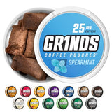 Grinds Coffee Pouches | 10 Cans of Spearmint | 18 Pouches Per Can | 1 Pouch eq. 1/4 Cup of Coffee (Spearmint)