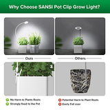 SANSI Grow Lights for Indoor Plants, Pot Clip LED Plant Lights for Indoor Growing, Full Spectrum, Plant Lamp with 4-Level Dimmable, Auto On Off 3 6 12 Hrs Timer for Succulents, Small Plant, White, 5V